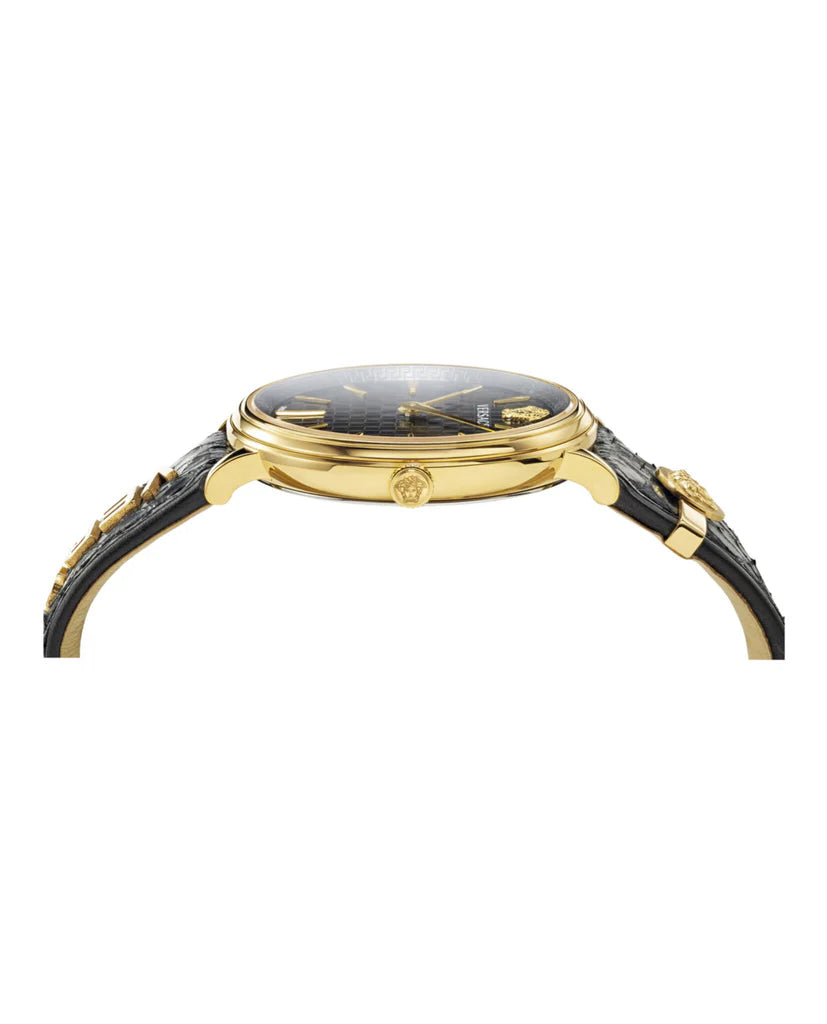 VERSACE - V-Circle Logomania Luxury Black / Gold Watch - VE8101022