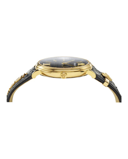 VERSACE - V-Circle Logomania Luxury Black / Gold Watch - VE8101022