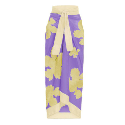 Split Bikini Lotus Sleeve High Waisted Trousers Slimming Swimsuit Women Floral